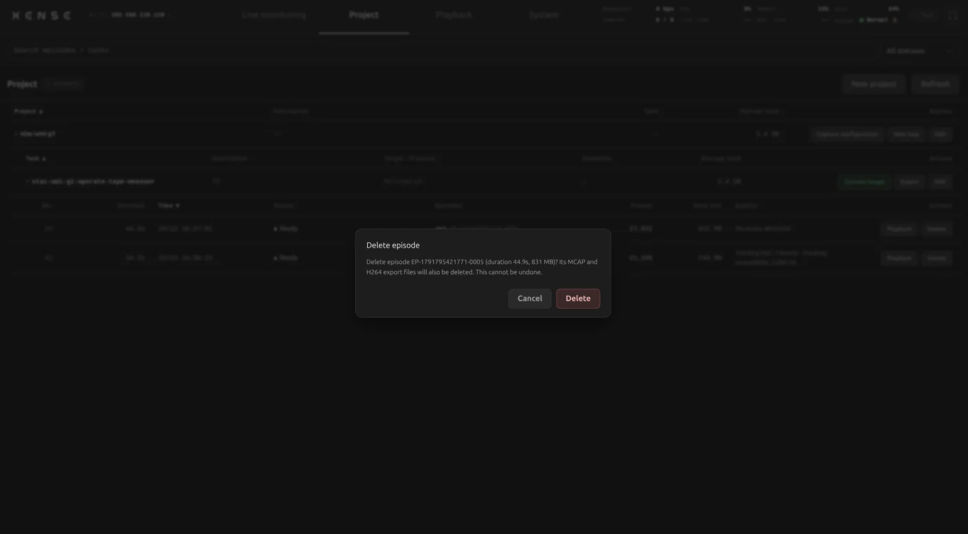 The delete confirmation