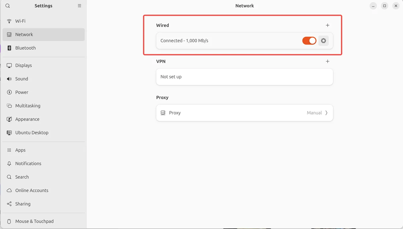 Ubuntu 有线网络开关