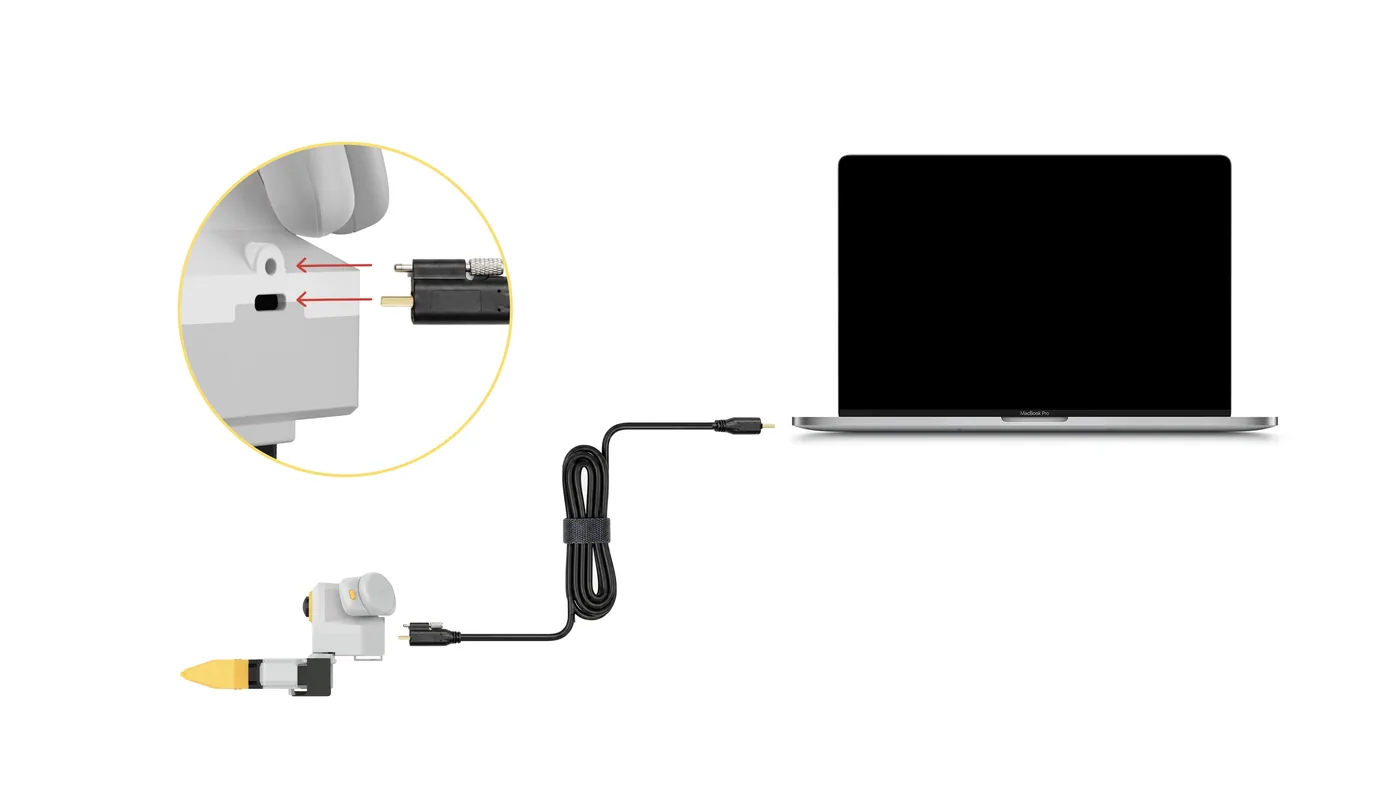 夹爪经 USB 连接到电脑