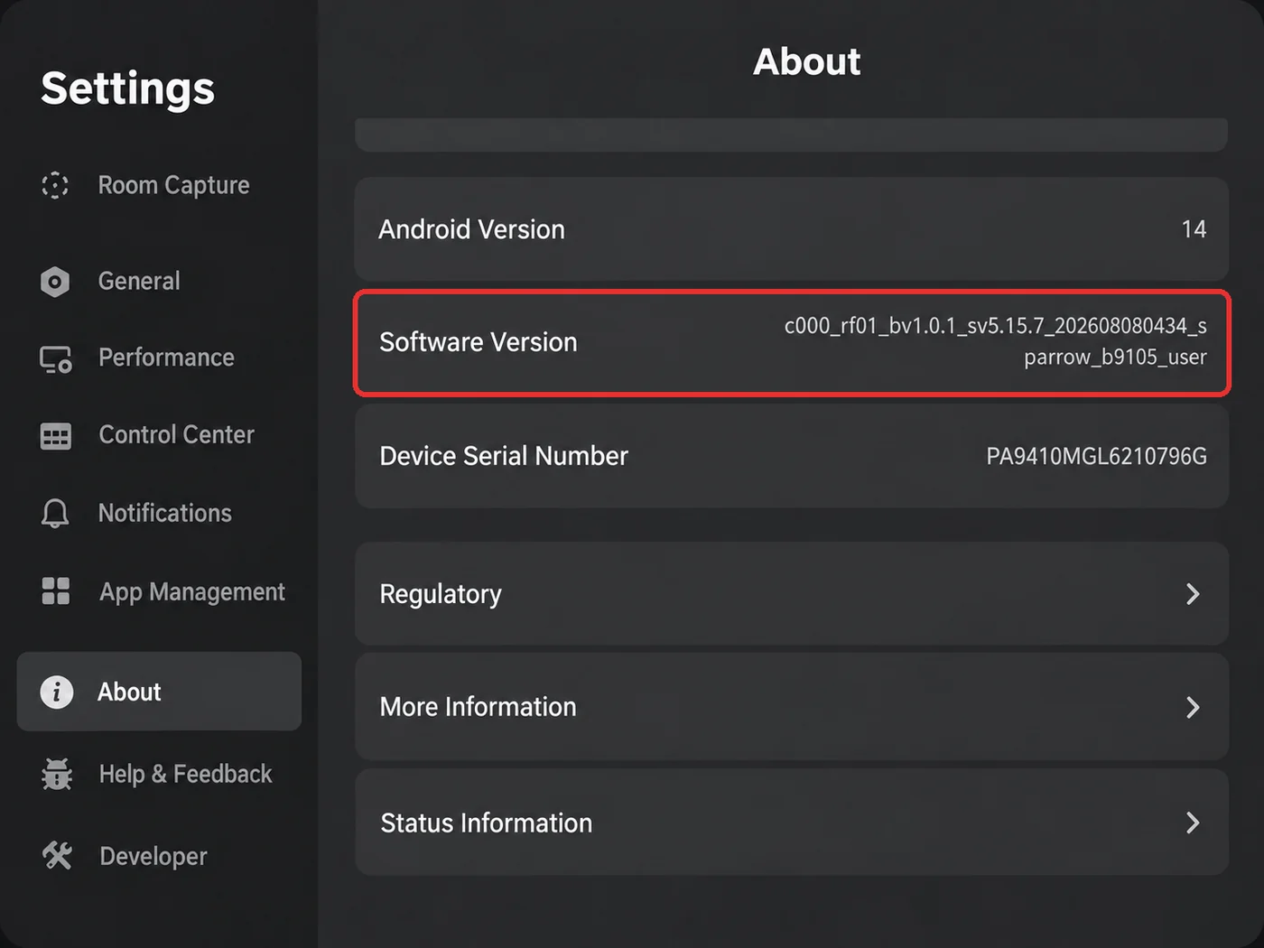 Tap the software version repeatedly